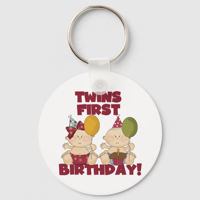 Twins 1st Birthday Boy/Girl T-shirts and Gifts Key Ring (Front)