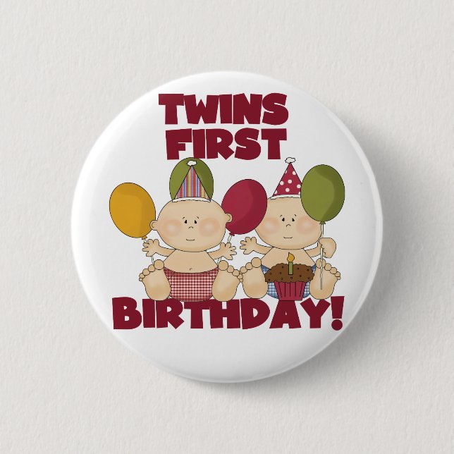 Twins 1st Birthday - Boys T-shirts and Gifts 6 Cm Round Badge (Front)