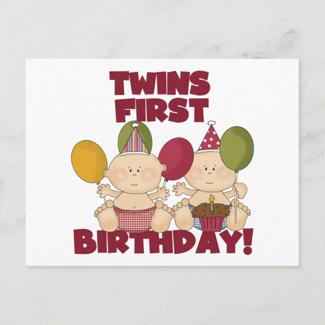 Twins 1st Birthday - Boys T-shirts and Gifts Postcard (Front)