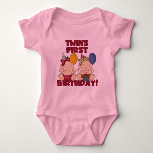 Twins 1st Birthday - Girls Tshirts and Gifts (Front)