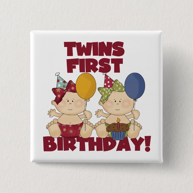 Twins 1st Birthday - Girls Tshirts and Gifts 15 Cm Square Badge (Front)