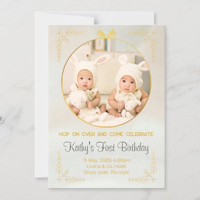 twins 1st birthday invitations (Front)