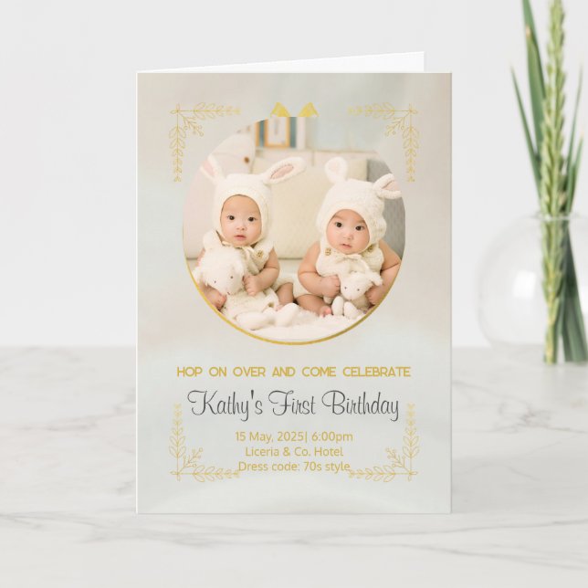 twins 1st birthday invitations (Front)