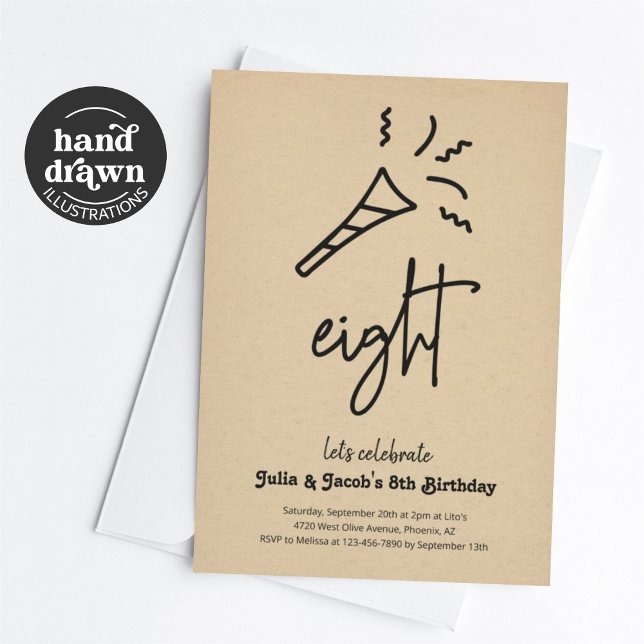 Twins 8th Birthday Party Invitation (Creator Uploaded)