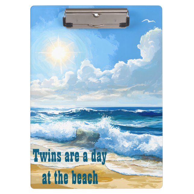 Twins are a day at the beach  clipboard (Front)