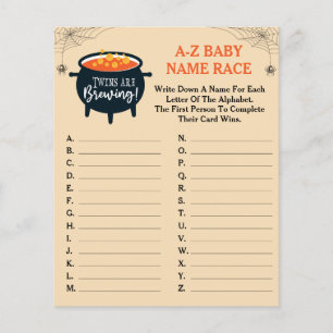 Twins are Brewing Halloween Baby Name Race Game