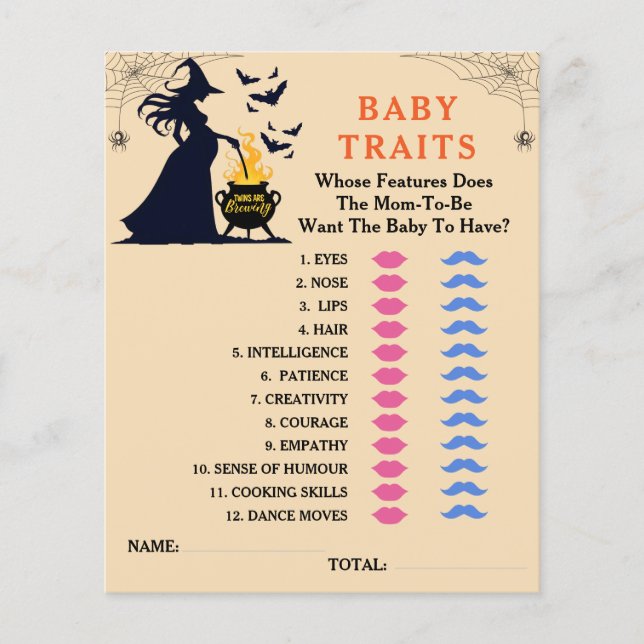 Twins are Brewing Halloween Baby Shower Games (Front)