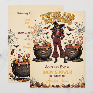Twins are Brewing Halloween Baby Shower Invitation