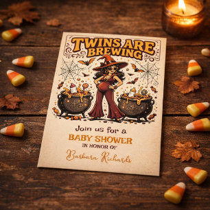 Twins are Brewing Halloween Baby Shower Invitation
