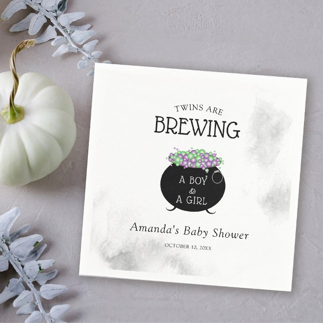 Twins Are Brewing Halloween Baby Shower Napkin (Creator Uploaded)