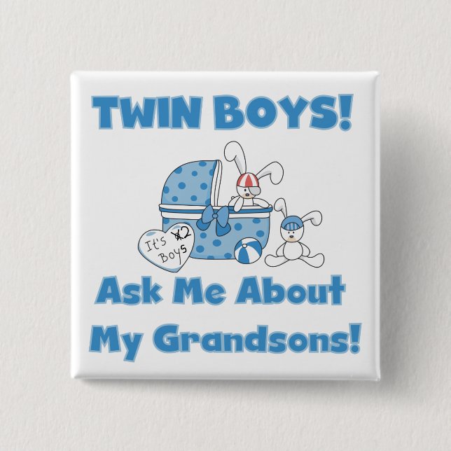 Twins-Ask About My Grandsons Tshirts and Gifts 15 Cm Square Badge (Front)