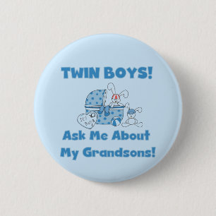 Twins-Ask About My Grandsons Tshirts and Gifts 6 Cm Round Badge