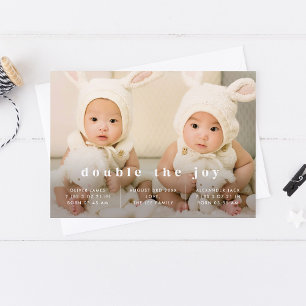 Twins Baby Birth Announcement Classic Design