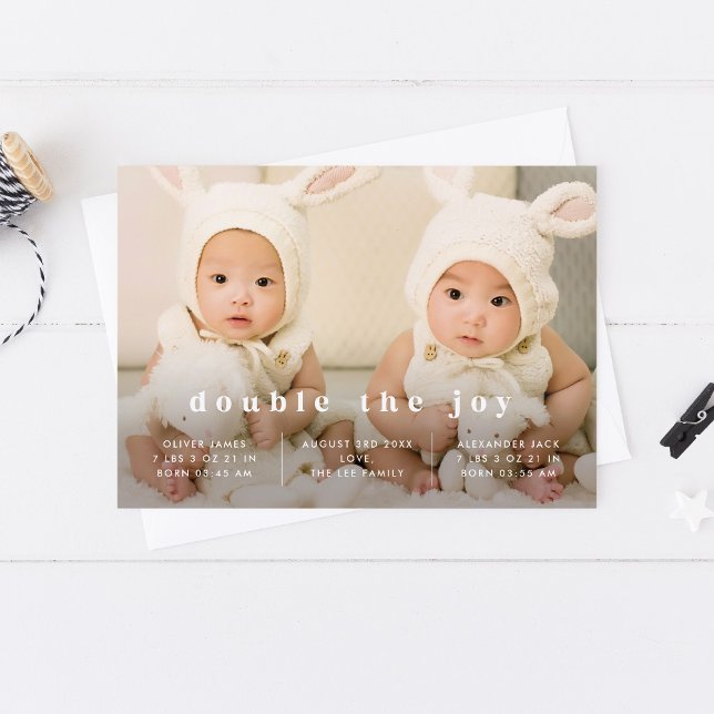 Twins Baby Birth Announcement Classic Design (Creator Uploaded)