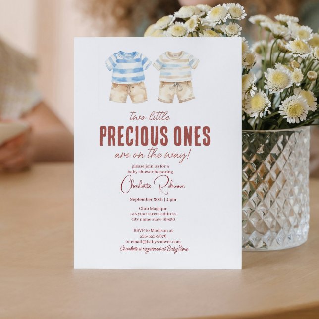 Twins baby boy Cute Baby shower  Invitation (Creator Uploaded)