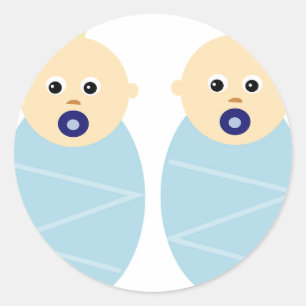 Twins Baby Boy Shower Birthday Celebration Destiny Classic Round Sticker