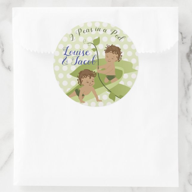 Twins Baby Boy's 1st Birthday or Baby Shower Classic Round Sticker (Bag)