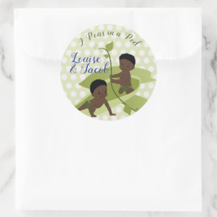 Twins Baby Boy's Shower or 1st Birthday Classic Round Sticker