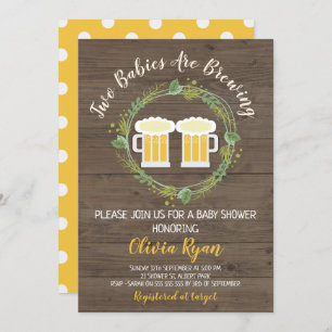 Twins Baby Brewing Baby Shower Invitation