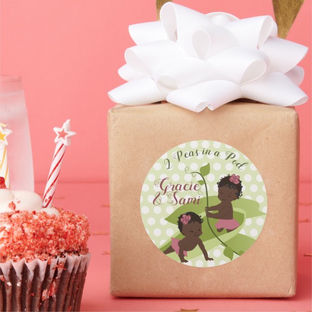 Twins Baby Girl's Shower or 1st Birthday Classic Round Sticker (Party)