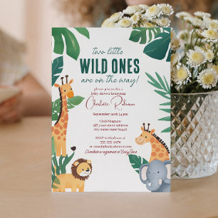 Twins Baby Safari Baby shower  Invitation