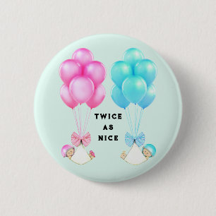 Twins Baby Shower 6 Cm Round Badge