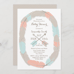 Twins Baby Shower Boho Tribal Boy/Girl Twin Invitation