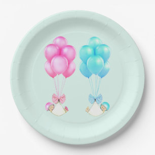 Twins Baby Shower Boy and Girl Paper Plate