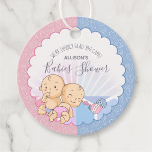 Twins Baby Shower Boy & Girl ID642 Favour Tags