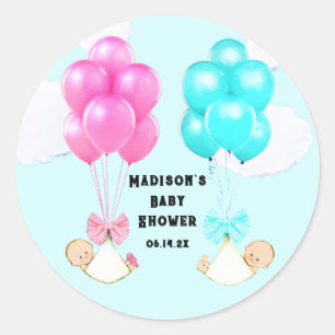Twins Baby Shower Classic Round Sticker