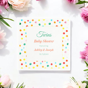 Twins Baby Shower Colourful Dots Pattern Napkin