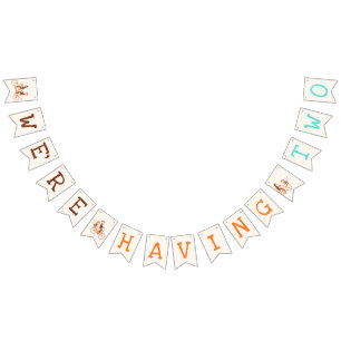 Twins Baby Shower Cute Monkey Double Trouble  Bunting