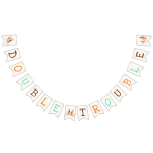 Twins Baby Shower Cute Monkey Double Trouble Bunting