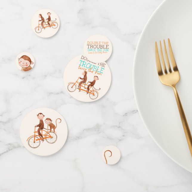 Twins Baby Shower Cute Monkey Double Trouble  Confetti (Group)