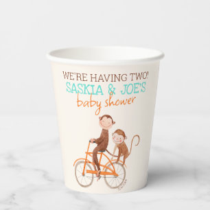 Twins Baby Shower Cute Monkey Double Trouble  Paper Cups