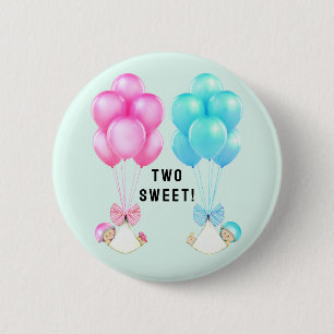 Twins Baby Shower Favors 6 Cm Round Badge