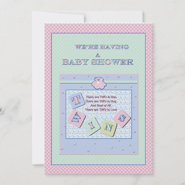 Twins Baby Shower Invitation (Front)