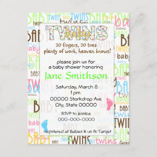 Twins baby shower invitation
