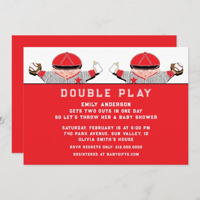 Twins Baby Shower Invitation (Front/Back)