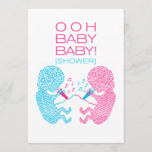 Twins Baby Shower Invitation Boy and Girl