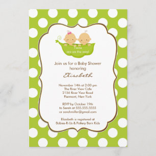 Twins Baby Shower Invitation Little Pea Pod