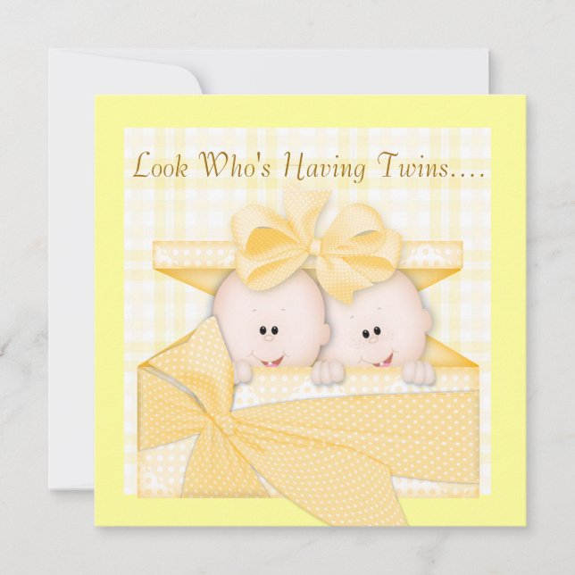 TWINS BABY SHOWER  INVITATION YELLOW (Front)