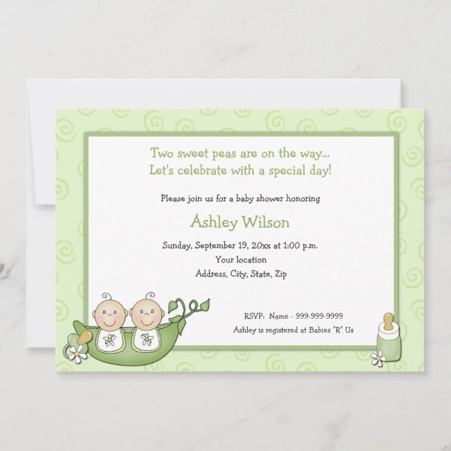 Twins Baby Shower Invitations (Front)