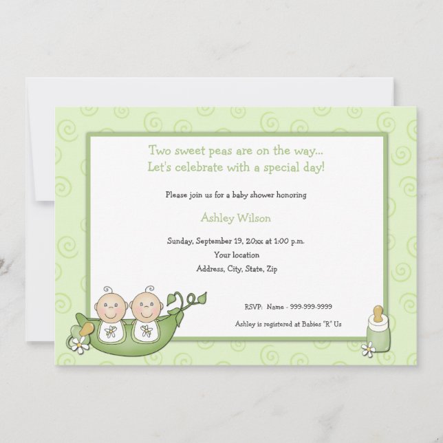 Twins Baby Shower Invitations (Front)