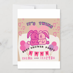 Twins baby shower magnetic invitation