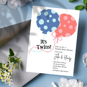 Twins Baby Shower Party Invitation