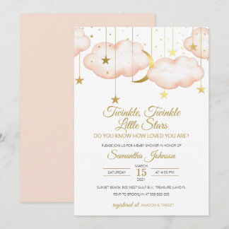 Twins Baby Shower, Twinkle Little Star Invitation