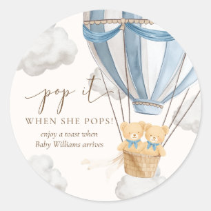 Twins Bearly Wait Teddy Bear Pop It When She Pops Classic Round Sticker