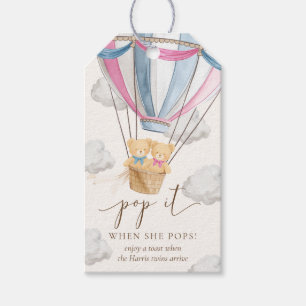 Twins Bearly Wait Teddy Bear Pop It When She Pops Gift Tags