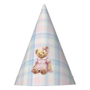 Twins Beary First Birthday Girl Party Hat